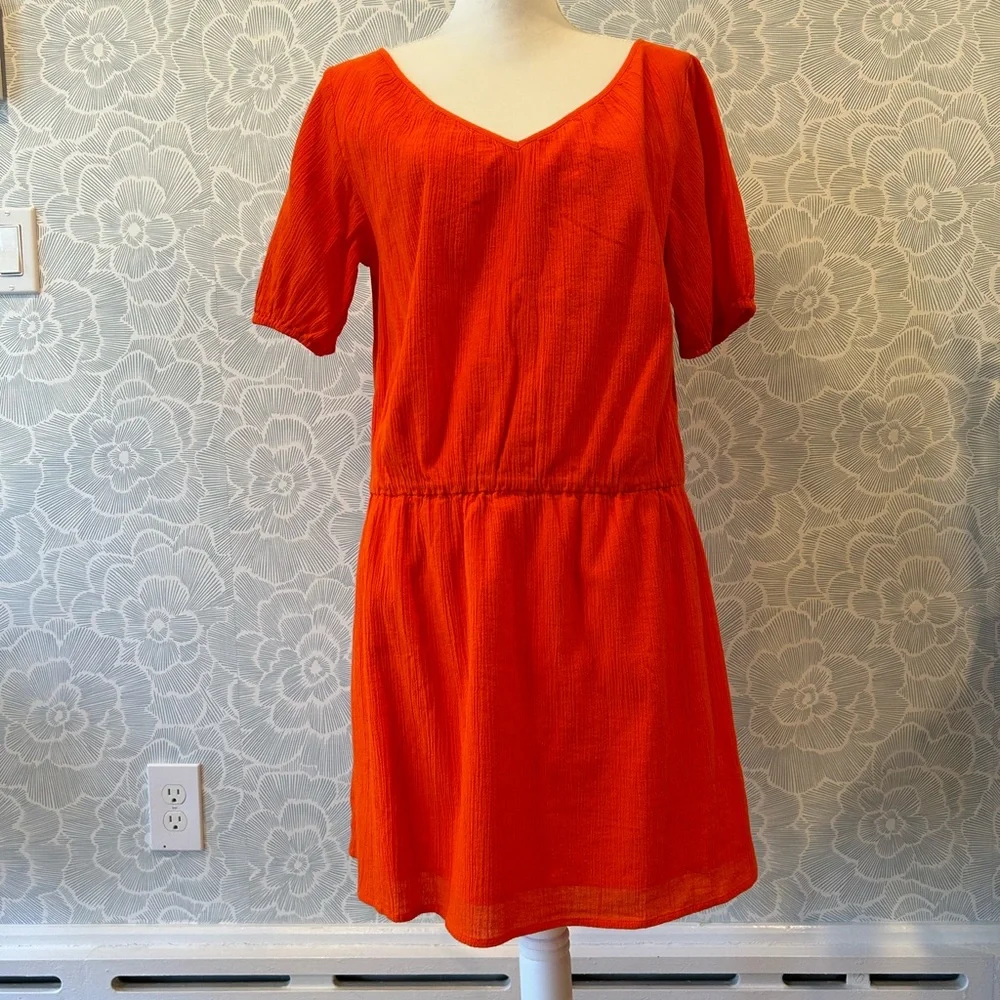 JCrew Factory Orange Drop Waist Dress - Picture 4 of 8